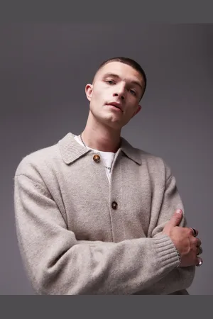 Topman Collared cardigan in oatmeal