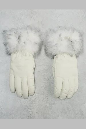 ASOS Ski insulated gloves with goggle wipe in cream