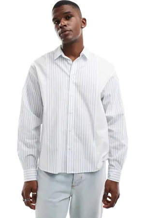ASOS Oversized paneled shirt in blue stripe