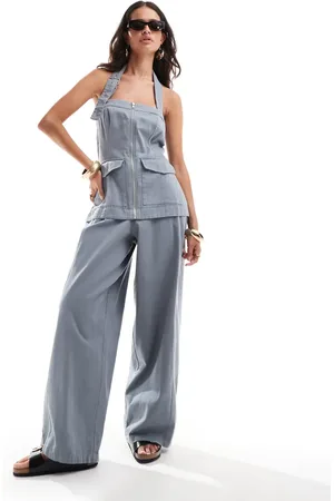 ASOS Halter utility twill jumpsuit in