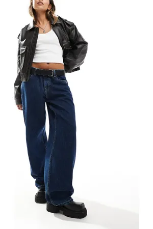 Dr Denim Hill relaxed fit low rise wide straight leg jeans in pebble dark retro wash