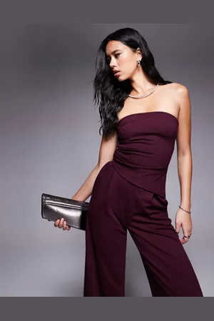 ASOS Strapless ruched side top in burgundy - part of a set
