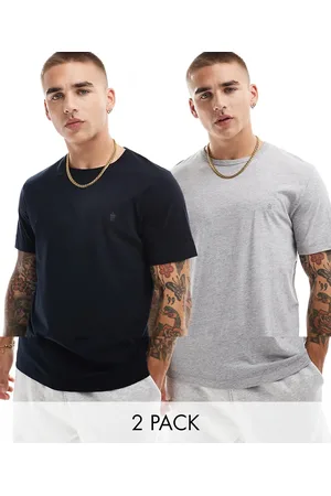 French Connection French Connection 2 pack short sleeve t-shirt in navy and gray