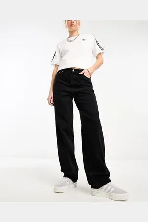 Weekday Rail mid waist loose fit straight leg jeans in
