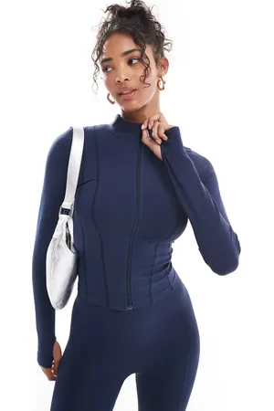 ASOS Seamless sculpting long sleeve zip up top with seam detail in - part of a set
