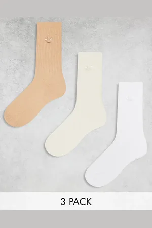 adidas Unisex Comfort 3 pack crew socks in beige