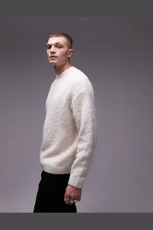 Topman Relaxed fit boucle sweater in oatmeal