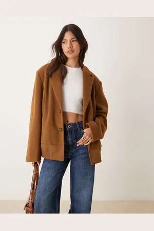ASOS Spliced bomber hybrid jacket in camel