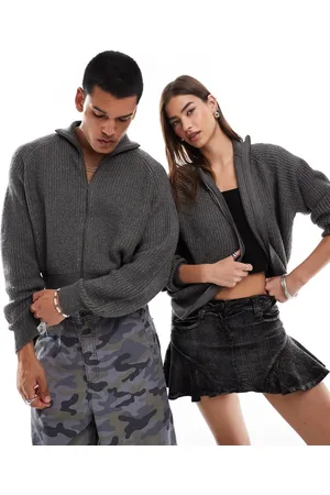 COLLUSION Unisex zip up cardigan in