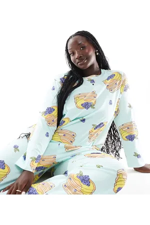 ASOS ASOS DESIGN Curve pancakes long sleeve top & pants pajama set in