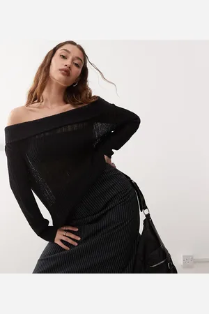 Weekday Lori off shoulder lightweight knit sweater in exclusive to ASOS