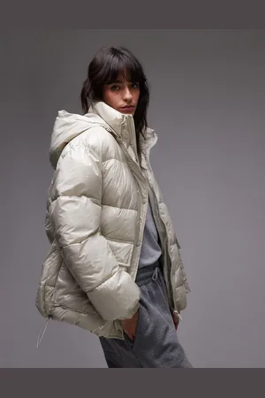 Topshop Puffer bomber jacket in pearl