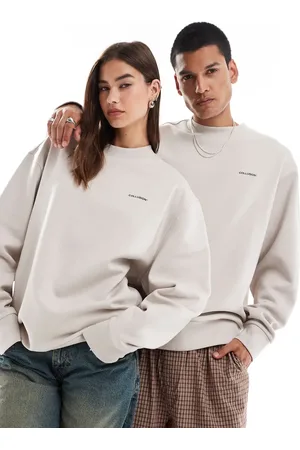 COLLUSION Unisex sweatshirt with logo print in ecru