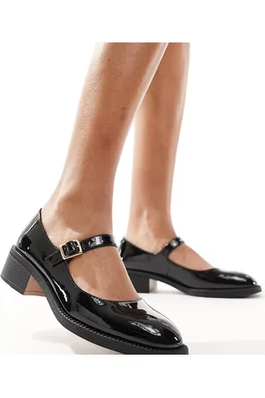London Rebel London Rebel Becca Wide Fit chunky patent Mary Jane shoes in red