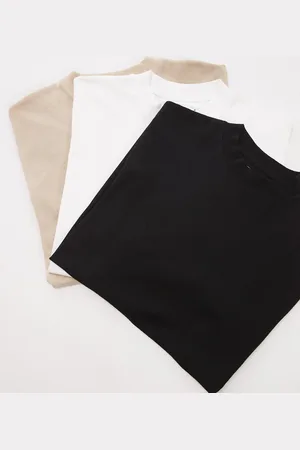 Topman 3 pack oversized fit t-shirt in black, white and stone