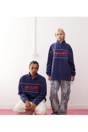 COLLUSION Unisex half zip tech fleece in purple
