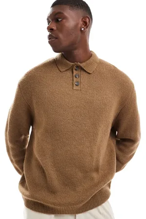ASOS Oversized brushed knit polo shirt in