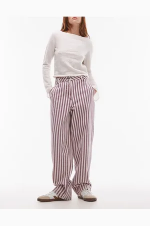 Topshop Striped straight leg pants in