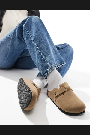 ONLY Faux suede teddy lined clogs in beige