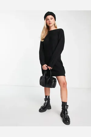 JDY Wide neck knit mini sweater dress in