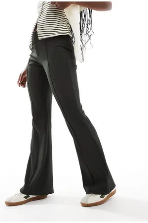 ONLY Sally high waist ribbed flared pants in dark khaki