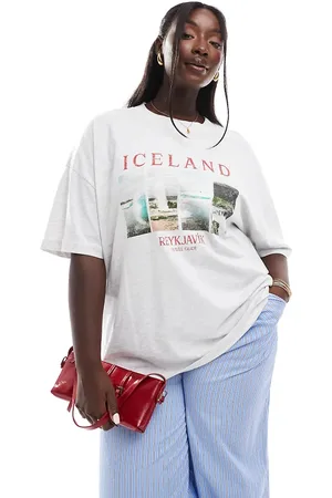 ASOS ASOS DESIGN Curve oversized t-shirt with Iceland print in ice heather