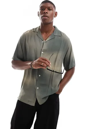 Only & Sons Camp collar shirt with distorted print in