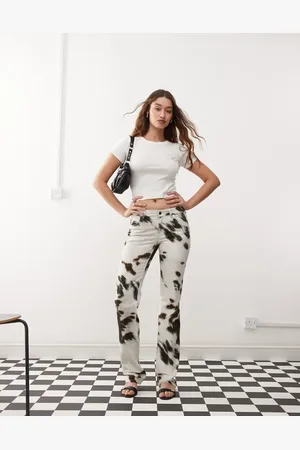 Weekday Low rise straight leg pants in cow print
