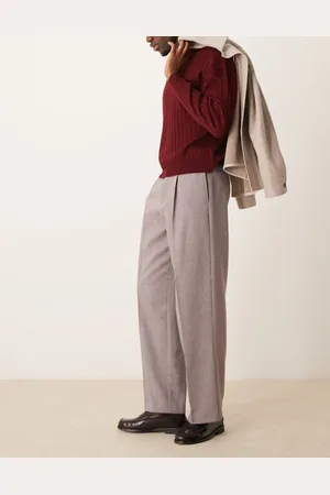 ASOS Smart wide leg wool mix pants in light