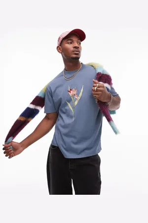 Topman Premium oversized fit T-shirt with botanicals embroidery in