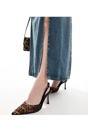 ASOS Wide Fit Samber slingback stiletto heels in black and leopard