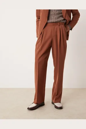 ASOS Wide leg suit pants with front pleat in rust