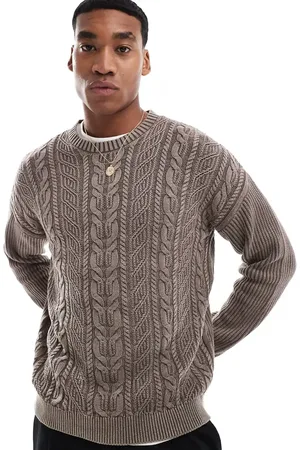 ASOS Knitted washed relaxed cable sweater in