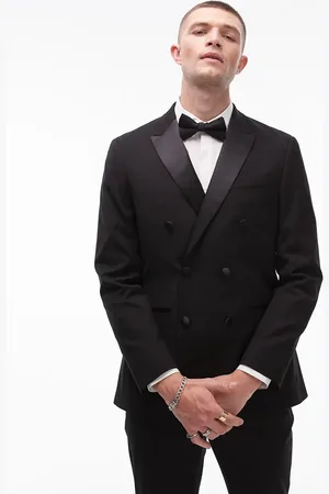 Topman Premium slim wool tux suit jacket in