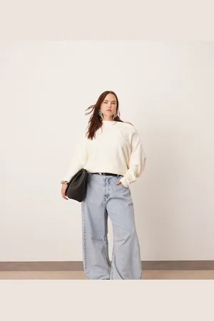 ASOS Curve sydney denim barrel leg jean in bleach wash