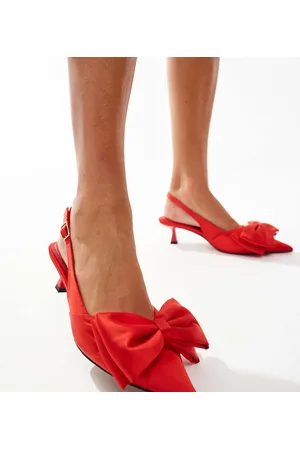 ASOS Wide Fit Secret bow slingback kitten heel shoes in
