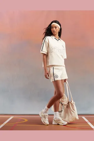 ASOS Weekend Collective heavyweight jersey embroidered shorts with graphic in buttermilk - part of a set