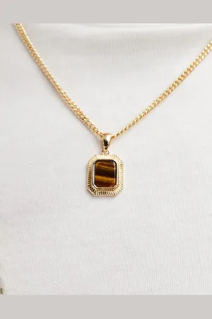ASOS Necklace with square semi-precious tiger