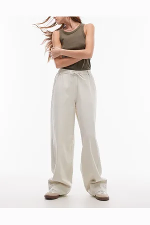 Topshop Pull-on tie waist pants in stone