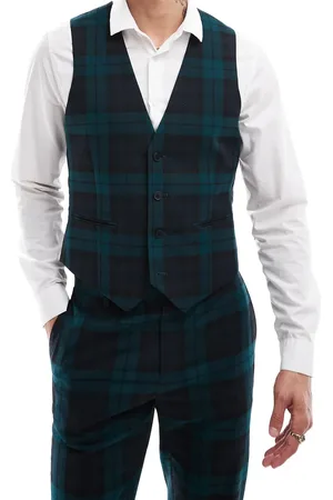 ASOS Skinny suit vest in dark tartan