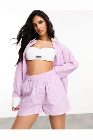 ASOS Weekend Collective boxer shorts in pink and white stripe - part of a set