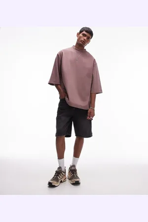 Topman Premium heavyweight oversized fit mid sleeve T-shirt 300gsm in mink