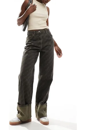 ASOS Weekend Collective laser print turn up jeans in washed