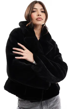 Stradivarius Faux fur cropped jacket in
