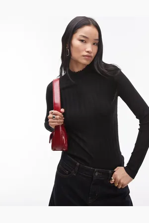 MANGO High neck ribbed knit top in