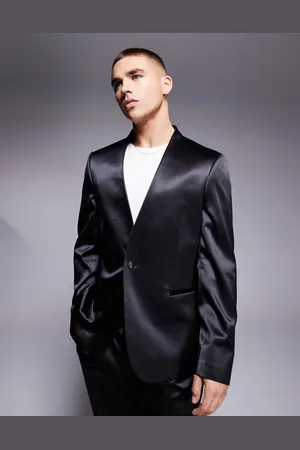 ASOS Collarless new skinny suit jacket in satin