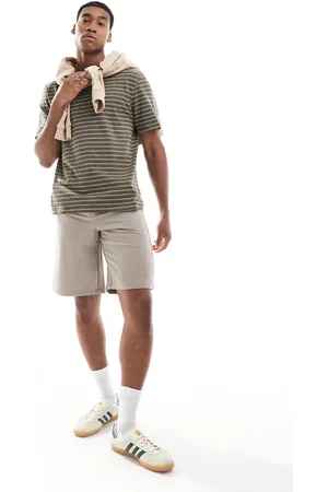 River Island Studio striped T-shirt in khaki