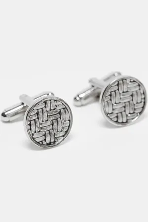 ASOS Round cufflinks with textured design in tone
