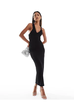 ASOS Twisted off-shoulder midi dress with cross-over neck strap detail in