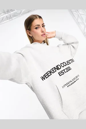 ASOS Weekend Collective oversized hoodie with stacked logo in heather